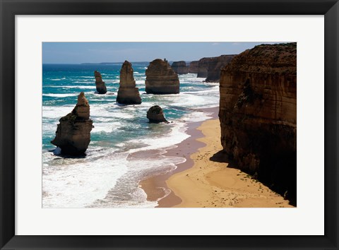 Framed High angle view of rocks on the beach, Twelve Apostles, Port Campbell National Park, Victoria, Australia Print