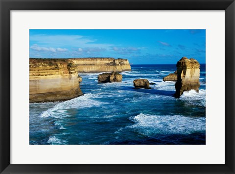 Framed Rock formations on the coast, Port Campbell National Park, Victoria, Australia Print