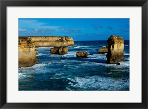 Framed High angle view of rocks in the sea, Twelve Apostles, Port Campbell National Park, Victoria, Australia Print