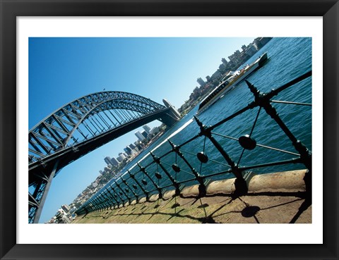 Framed Low angle view of a bridge at a harbor, Sydney Harbor Bridge, Sydney, New South Wales, Australia Print