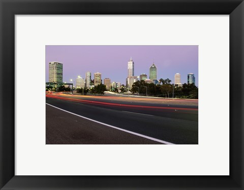 Framed Streaks of light on a road, Perth, Australia Print