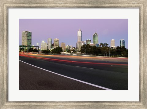 Framed Streaks of light on a road, Perth, Australia Print