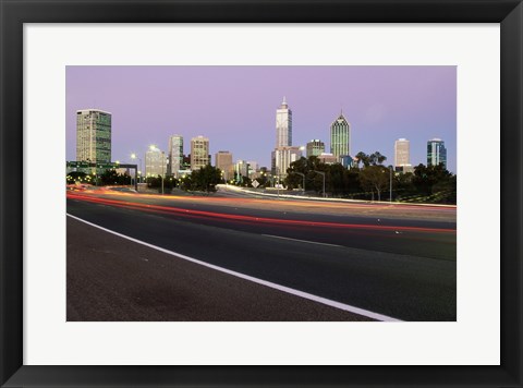 Framed Streaks of light on a road, Perth, Australia Print