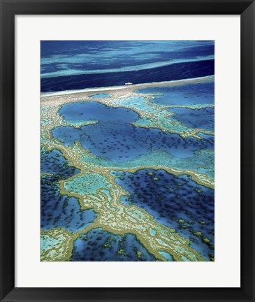 Framed Aerial view of a coastline, Great Barrier Reef, Australia Print