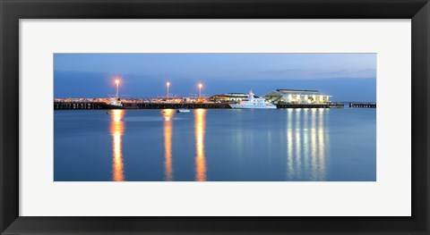 Framed Buildings lit up at dusk, Darwin Wharf Precinct, Darwin, Australia Print