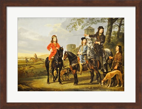 Framed Aelbert Cuyp, Starting For  the Hunt Crop Print