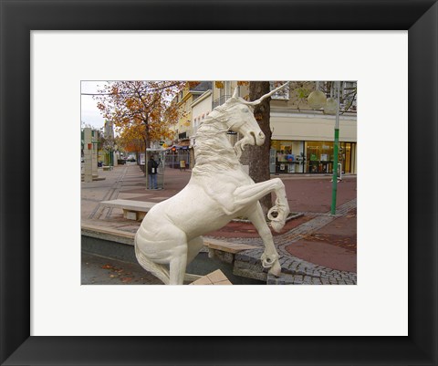 Framed Unicorn Statue Print