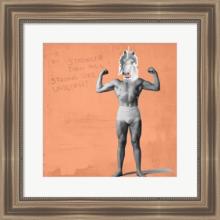 Framed Muscle Man Unicorn Print