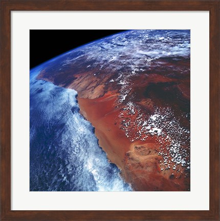 Framed Coastal Namibia photographed from the Space Shuttle Columbia Print