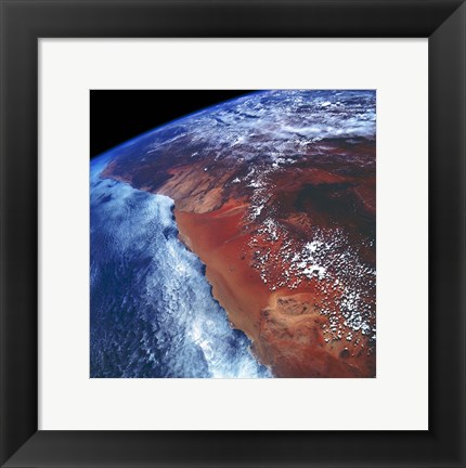 Framed Coastal Namibia photographed from the Space Shuttle Columbia Print