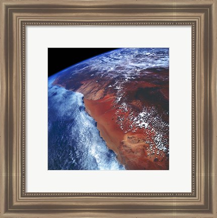 Framed Coastal Namibia photographed from the Space Shuttle Columbia Print