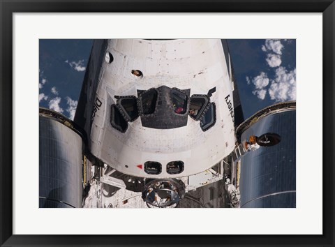 Framed Partial view of the crew cabin and forward payload bay of the space shuttle Discovery Print