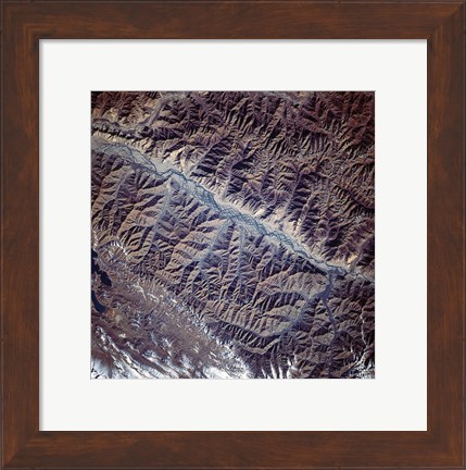 Framed Mountain Range from Space Print