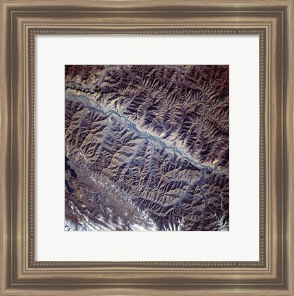 Framed Mountain Range from Space Print