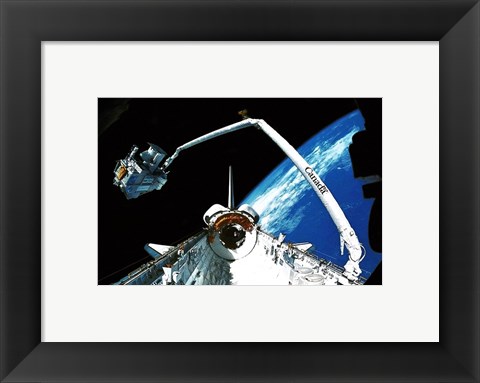 Framed Shuttle discovery Satelite deployment Print