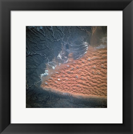 Framed Spectacular view of dune fields in Algeria photographed from orbit Print