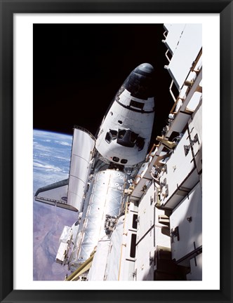 Framed STS104 Atlantis Docked ISS Print