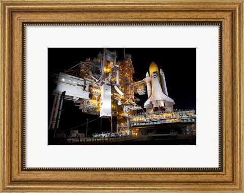 Framed STS-135 Atlantis and payload canister on Launch Pad Print