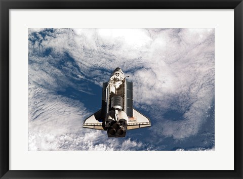 Framed STS-135 Atlantis during the Rendezvous Pitch Maneuver Print