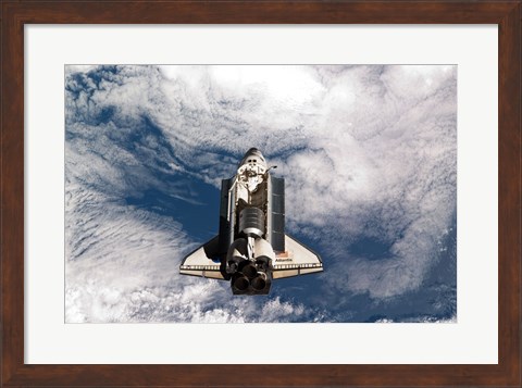 Framed STS-135 Atlantis during the Rendezvous Pitch Maneuver Print