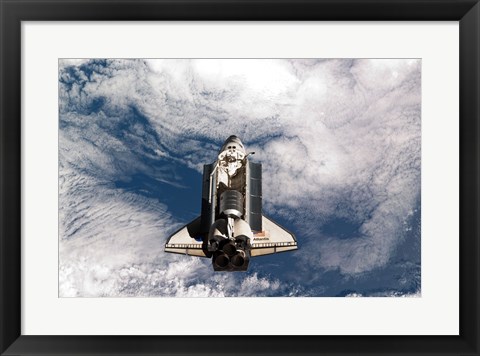 Framed STS-135 Atlantis during the Rendezvous Pitch Maneuver Print