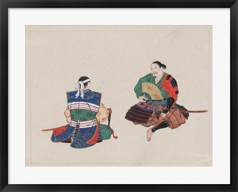 Framed Seated Samurai Warriors Print