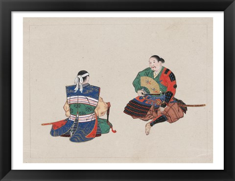 Framed Seated Samurai Warriors Print