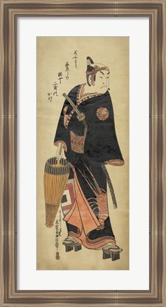 Framed Samurai In Black Print