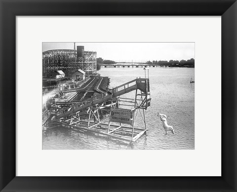 Framed diving horse at the Hanlan&#39;s Point Amusement Park, Toronto, Canada. Print