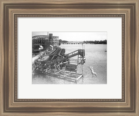 Framed diving horse at the Hanlan&#39;s Point Amusement Park, Toronto, Canada. Print