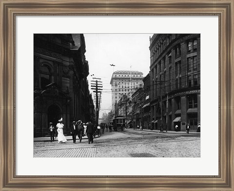 Framed Yonge Street at Front Street in Toronto Print