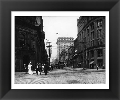 Framed Yonge Street at Front Street in Toronto Print