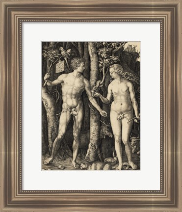 Framed Adam and Eve in the garden Print