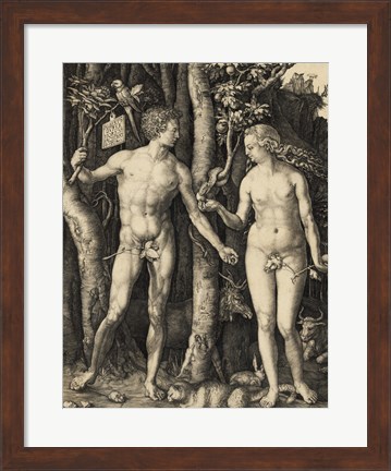 Framed Adam and Eve in the garden Print