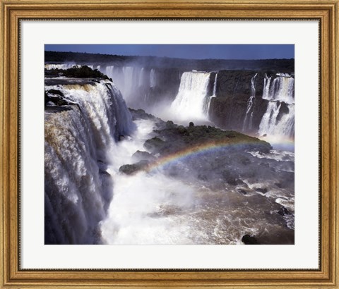 Framed Rainbow over a waterfall, Devil&#39;s Throat, Iguacu Falls, Iguacu River, Parana, Brazil Print