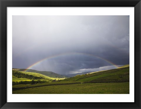 Framed England, Yorkshire, Yorkshire Dales, Rainbow over Swaledale Print