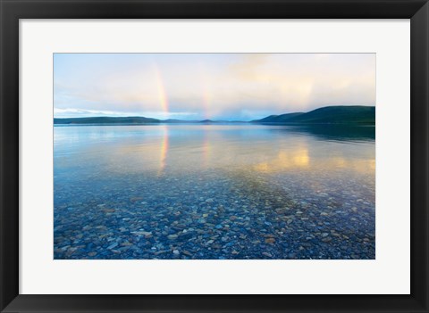 Framed Reflection of a rainbow in a lake, Lake Khovsgol, Sayan Mountains, Russian-Mongolian border Print