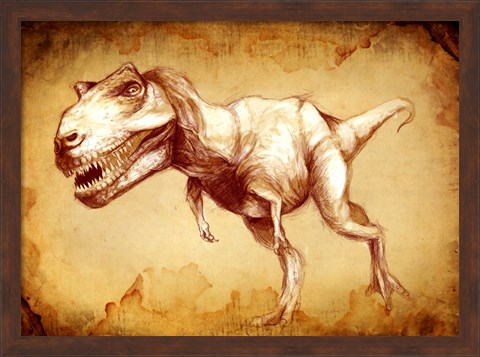 Framed T Rex Sketch Print