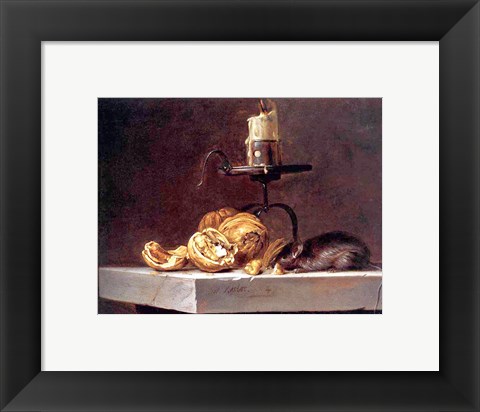 Framed Willem Van Aelst  Still Life with Mouse and Candle Print