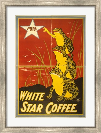 Framed White Star Coffee Frogs Print