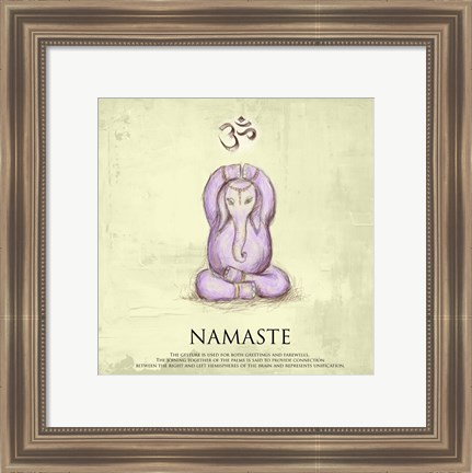 Framed Elephant Yoga, Namaste Pose Print