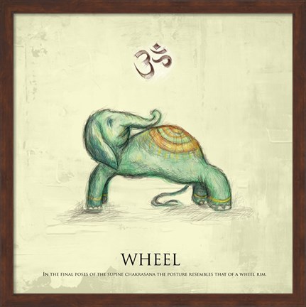 Framed Elephant Yoga, Wheel Pose Print