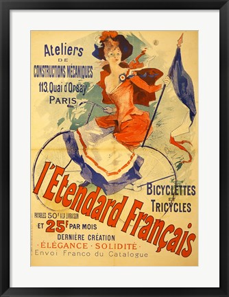 Framed I&#39;Etendard Francais Bicyclettes Print