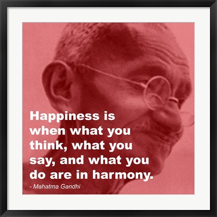 Framed Gandhi - Happiness Quote Print