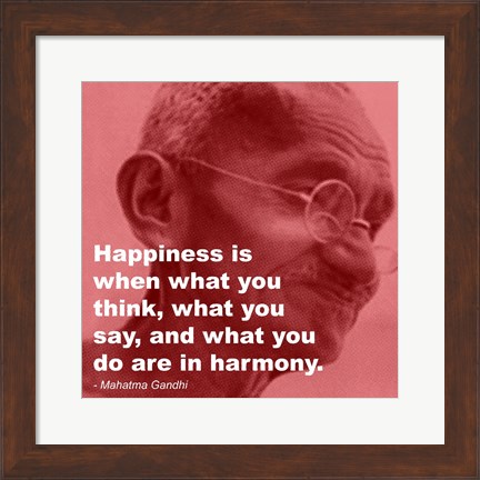 Framed Gandhi - Happiness Quote Print