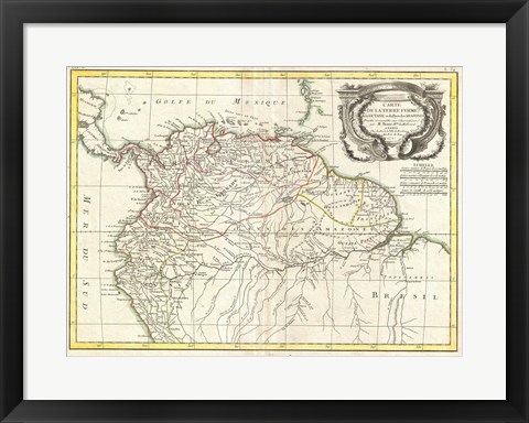 Framed 1771 Bonne Map of Tierra Firma Print