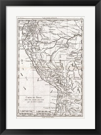 Framed 1780 Raynal and Bonne Map of Peru Print