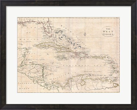 Framed 1799 Clement Cruttwell Map of South America Print