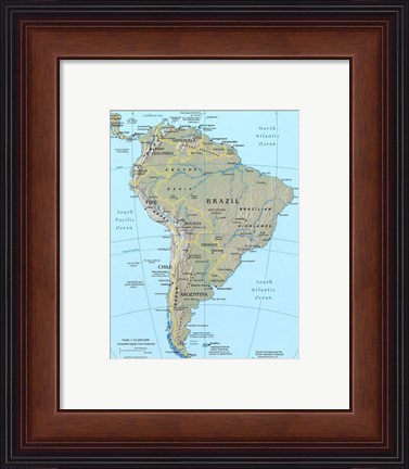 Framed Map of South America Print