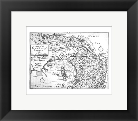 Framed Map of the Isthmus of Darien and Panama Print